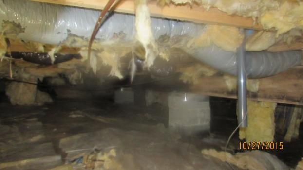 Before a completed crawl space encapsulation project in the  area